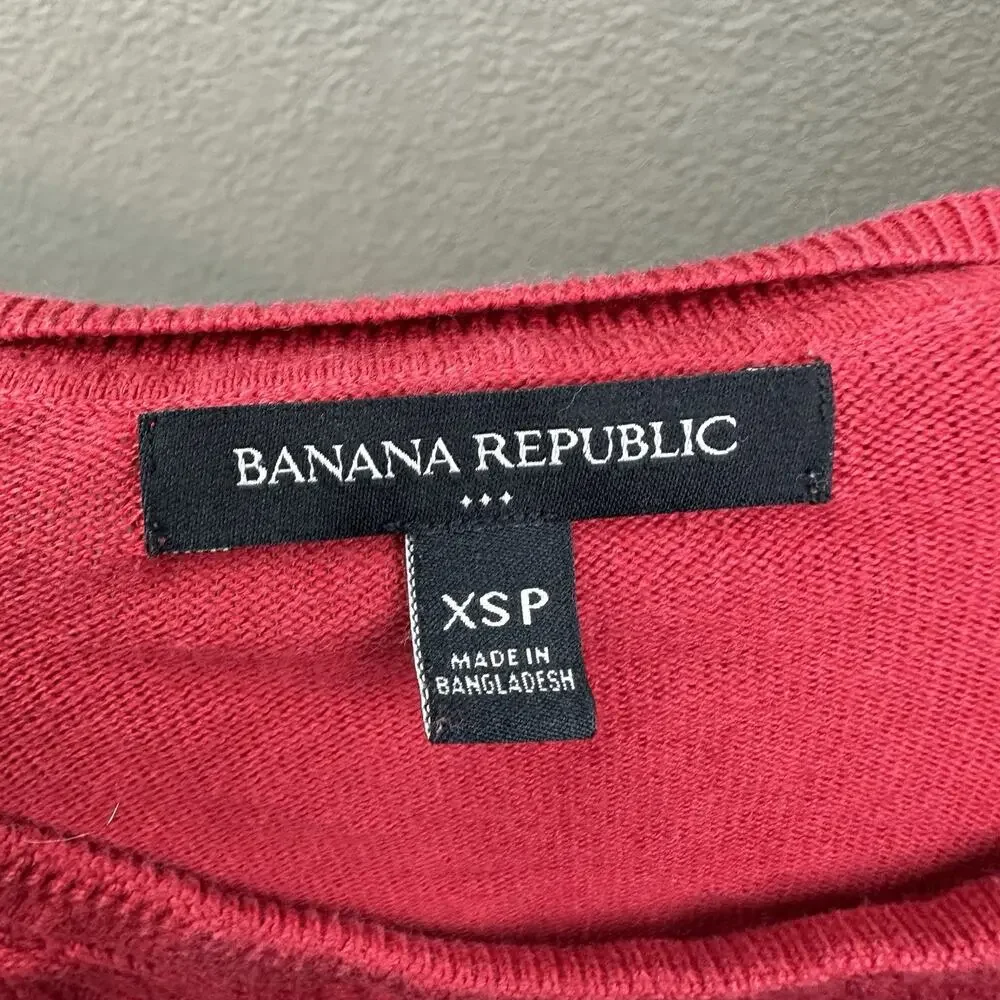 Banana Republic Lofty Crewneck Sweater Womens Petite XS Red Knit Pullover - Picture 11 of 12
